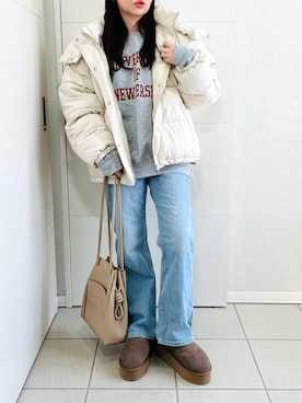 「Lee（リー）のアイテム（デニムパンツ）」を使った、❁⃘asa❁⃘さん（レディース・150cm）の冬コーディネート