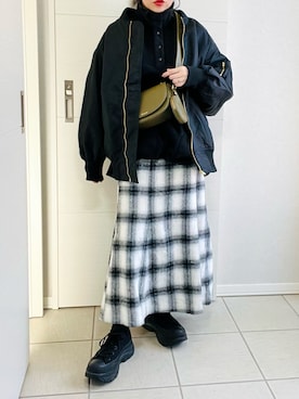 「NANO universe（ナノユニバース）のアイテム（ブルゾン）」を使った、❁⃘asa❁⃘さん（レディース・150cm）の冬コーディネート