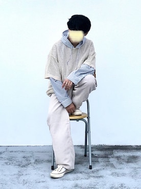 「オールホワイト」｜「アイテム（サロペット/オーバーオール）」を使った、Edo.さん（メンズ・162cm）の秋コーディネート