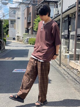 「ADRER（アドラー）の【ADRER】サイドジップレイヤードタンク（タンクトップ）」を使った、𝓡𝓮𝓲さん（メンズ・180cm）の夏コーディネート