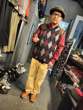 「アイテム（帽子）」を使った、あらたさん（メンズ・174cm）の秋コーディネート