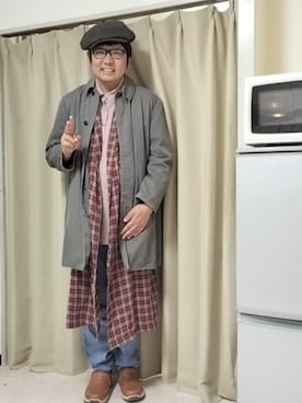 「アイテム（ステンカラーコート）」を使った、あらたさん（メンズ・174cm）の秋コーディネート