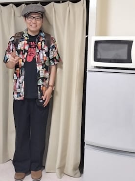 「アイテム（帽子、ベージュ系）」を使った、あらたさん（メンズ・174cm）の夏コーディネート