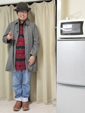 「アイテム（ステンカラーコート）」を使った、あらたさん（メンズ・174cm）の秋コーディネート