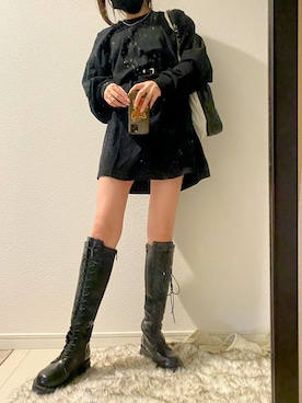 「オルチャンファッション」｜「アイテム（ブーツ）」を使った、さなKoreaさん（レディース・156cm）の秋コーディネート