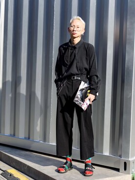 「TYAKASHAのアイテム」を使った、秦然さん（メンズ・175cm）の春コーディネート