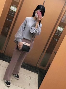 「LOWRYS FARM（ローリーズファーム）のセンタープレスカラーフレアパンツ　870189（その他パンツ）」を使った、あかりさん（レディース・163cm）の夏コーディネート