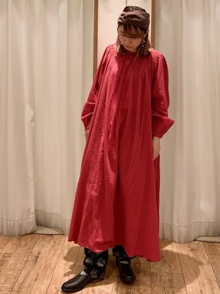 TSUHARU by SM2 スモッキング デザインワンピース 赤 N431 TSUHARU by SM2 スモッキング デザインワンピース 赤 N431