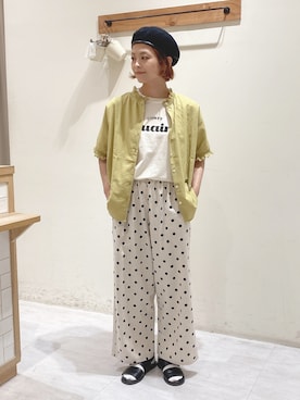 「ehka sopo（エヘカソポ）のアイテム（ハンチング/ベレー帽）」を使った、n.aiさん（レディース・157cm）の夏コーディネート