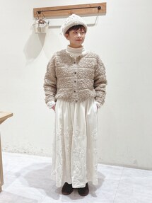 美品》ツハル バイ サマンサモスモス　ホイップクリーム刺繍別珍 スカート　黒　F 美品》ツハル バイ サマンサモスモス ホイップクリーム刺繍別珍