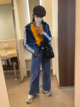 「ハンチング」｜「アイテム（ナイロンジャケット）」を使った、朱莉さん（レディース・165cm）の春コーディネート