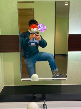 「BEN DAVIS（ベンデイビス）のアイテム（スウェット）」を使った、SHUさん（メンズ・181cm）の冬コーディネート