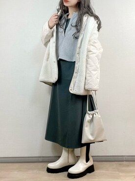 「rectangle（レクタングル）のアイテム（ノーカラージャケット）」を使った、ange⭐︎さん（レディース・165cm）の秋コーディネート