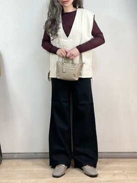 「ap retro（アプレトロ）のアイテム（ベスト）」を使った、ange⭐︎さん（レディース・165cm）の秋コーディネート