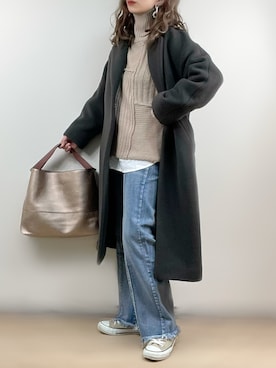 「ゆるニット」｜「アイテム（チェスターコート）」を使った、ange⭐︎さん（レディース・165cm）の秋コーディネート