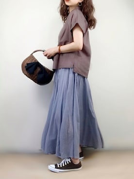 「カコバッグ」｜「アイテム（スカート）」を使った、ange⭐︎さん（レディース・165cm）の夏コーディネート