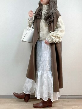 「ショート丈トップス」｜「アイテム（チェスターコート）」を使った、ange⭐︎さん（レディース・165cm）の秋コーディネート