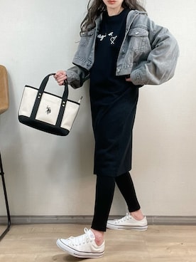 「ap retro（アプレトロ）のアイテム（デニムジャケット）」を使った、ange⭐︎さん（レディース・165cm）の夏コーディネート