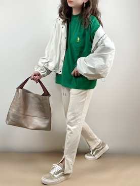 「U.S. POLO ASSN.（ユーエスポロアッスン）のU.S. POLO ASSN. /ユーエスポロアッスン 別注ワンポイント刺繍 ビッグシルエット長袖カットソー（Tシャツ/カットソー）」を使った、ange⭐︎さん（レディース・165cm）の春コーディネート