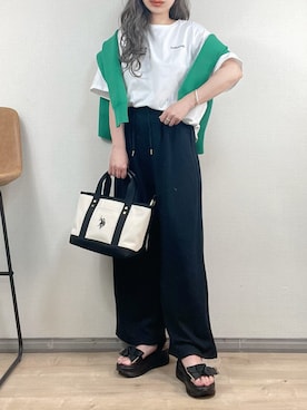 「みんなの白Tフェス」｜「アイテム（スウェットパンツ）」を使った、ange⭐︎さん（レディース・165cm）の夏コーディネート