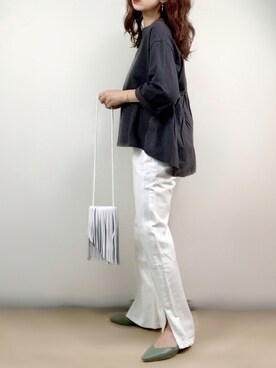 「スリット」｜「アイテム（その他シューズ）」を使った、ange⭐︎さん（レディース・165cm）の秋コーディネート