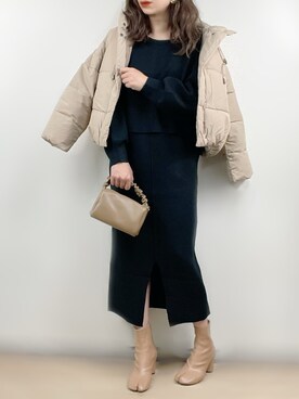 「sesenta（セセンタ）の【sesenta】足袋（タビ）ショートブーツ（7cmヒール）（ブーツ）」を使った、ange⭐︎さん（レディース・165cm）の冬コーディネート