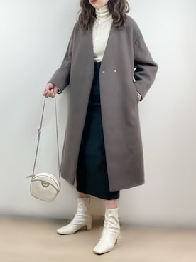「アイテム（ノーカラーコート）」を使った、ange⭐︎さん（レディース・165cm）の秋コーディネート