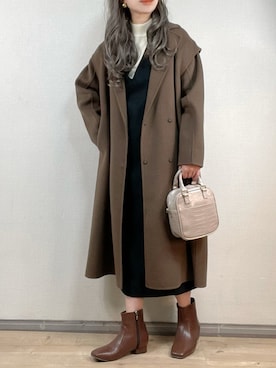 「ハイネックニット」｜「アイテム（チェスターコート）」を使った、ange⭐︎さん（レディース・165cm）の冬コーディネート