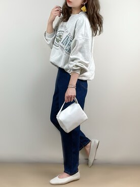 「EDWIN」｜「アイテム（スウェット）」を使った、ange⭐︎さん（レディース・165cm）の春コーディネート