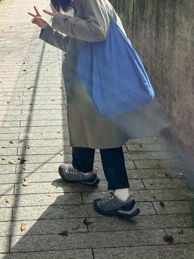 「アイテム（ステンカラーコート）」を使った、ginayaさん（レディース・154cm）の秋コーディネート