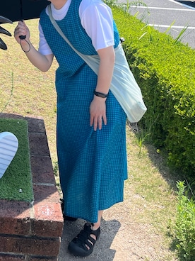「アイテム（エコバッグ/サブバッグ）」を使った、ginayaさん（レディース・154cm）の夏コーディネート