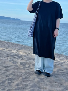 「アイテム（エコバッグ/サブバッグ）」を使った、ginayaさん（レディース・154cm）の夏コーディネート