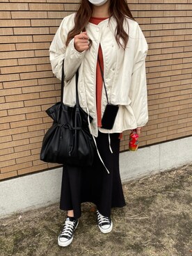 「CONVERSE（コンバース）のCONVERSE コンバース オール スター オックス / ALL STAR OX(BLACK) 32160321（スニーカー）」を使った、ayaさん（レディース・162cm・20代）の冬コーディネート