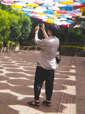 「BEAMS BOY（ビームスボーイ）のアイテム（メッセンジャーバッグ）」を使った、紅茶さん（メンズ・174cm）の夏コーディネート