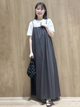 「OPAQUE.CLIP（オペークドットクリップ）のオーガニックコットン混ベーシックTシャツ【洗濯機OK】《SS～LL》（Tシャツ/カットソー、ホワイト系）」を使った、tmk107さん（レディース）の春コーディネート