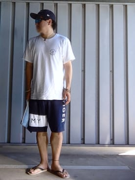 「チャイハネ（チャイハネ）の【チャイハネ】アイナMEN'Sアンクレット（アンクレット）」を使った、pianojaccさん（メンズ・172cm）の夏コーディネート