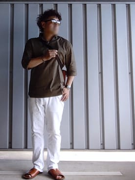 「Ray-Ban（レイバン）のRay-Ban レイバン サングラス ORIGINAL WAYFARER WASHED LENS(JPフィット)（サングラス）」を使った、pianojaccさん（メンズ・172cm）の夏コーディネート