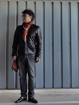 「アイテム（クラッチバッグ）」を使った、pianojaccさん（メンズ・172cm）の冬コーディネート