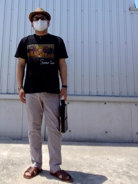 「アイテム（クラッチバッグ）」を使った、pianojaccさん（メンズ・172cm）の夏コーディネート