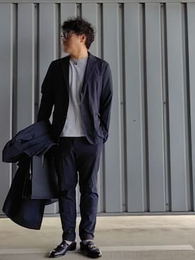 「アイテム（テーラードジャケット、ブルー系）」を使った、pianojaccさん（メンズ・172cm）の秋コーディネート