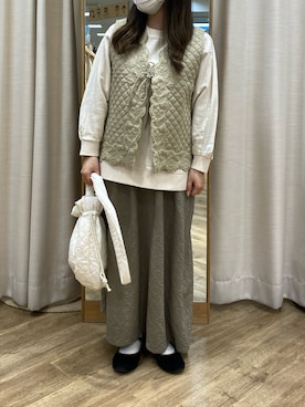 「Samansa Mos2（サマンサ モスモス）のインナー付花柄ジャカードキャミワンピース（ワンピース）」を使った、i.さん（レディース・150cm）の春コーディネート