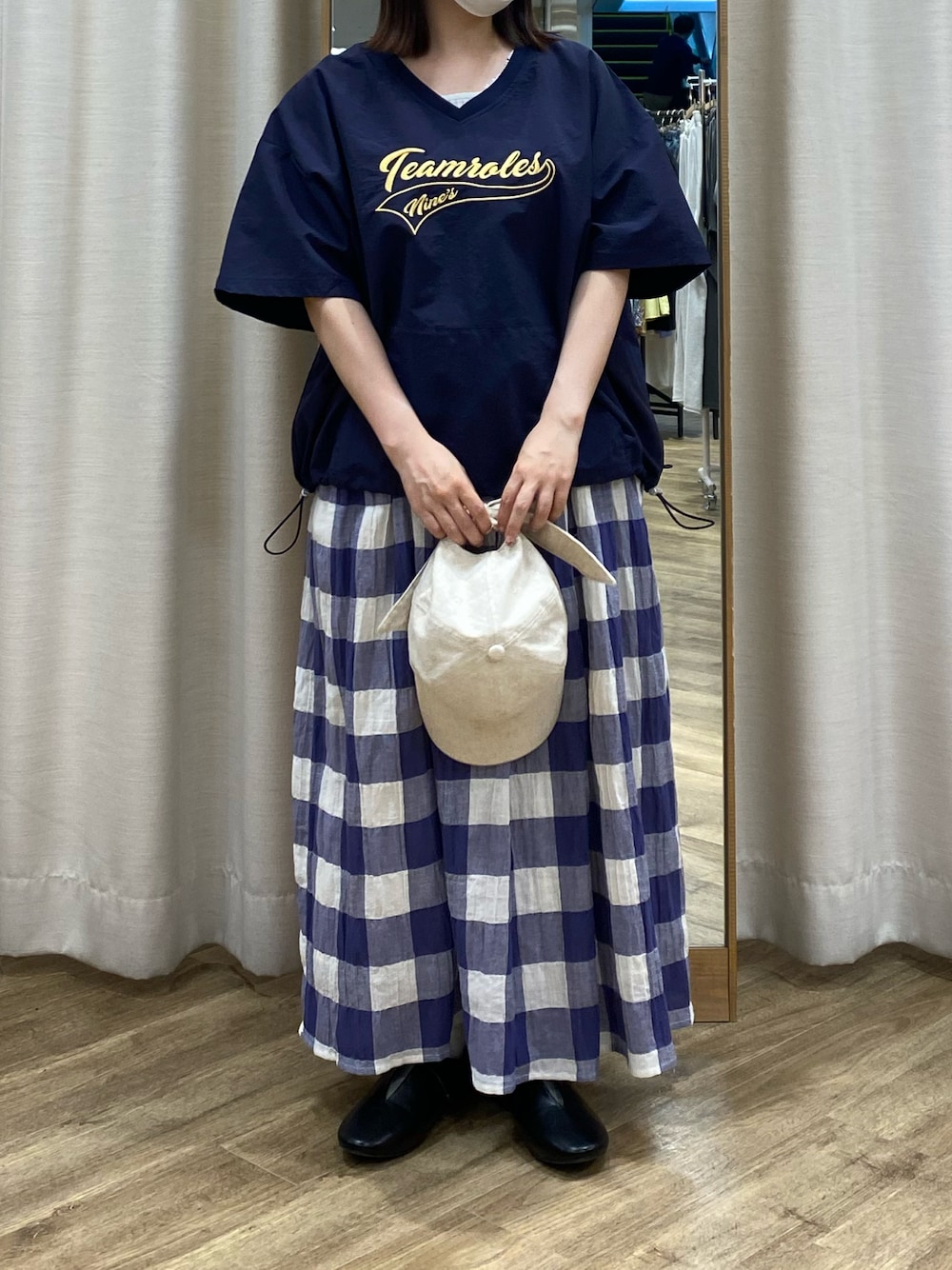 「Samansa Mos2、SM2、サマンサ モスモス(Samansa Mos2)、エスエムツー、低身長コーデ、低身長」｜「Samansa Mos2の【UVカット/消臭効果】バックリボンアソートキャップ（ハット、ホワイト系）」を使った、i.さん（レディース・150cm）の春コーディネートの1枚目の写真