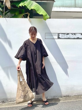 「インドコットン」｜「アイテム（ワンピース/ドレス）」を使った、UKさん（レディース・160cm）の春コーディネート