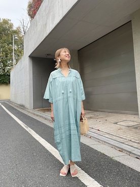 「インドコットン」｜「アイテム（ワンピース/ドレス）」を使った、UKさん（レディース・160cm）の春コーディネート