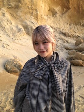 「LOWRYS FARM（ローリーズファーム）のビックボウタイチェックシャツ  573050（シャツ/ブラウス）」を使った、yuicoさん（レディース・157cm）の秋コーディネート