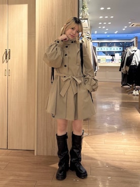 「LOWRYS FARM（ローリーズファーム）のカバーブーツ 1066858（ブーツ、ブラック系）」を使った、yuicoさん（レディース・157cm）の秋コーディネート
