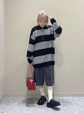 「LOWRYS FARM（ローリーズファーム）の【LFM(U)】ハイゲージニットポロ　 593278（ニット/セーター）」を使った、yuicoさん（レディース・157cm）の秋コーディネート