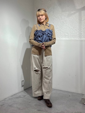 「アイテム（カーディガン/ボレロ、ブラウン系）」を使った、yuicoさん（レディース・157cm）の春コーディネート