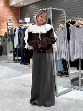 「アイテム（付け襟）」を使った、yuicoさん（レディース・157cm）の秋コーディネート