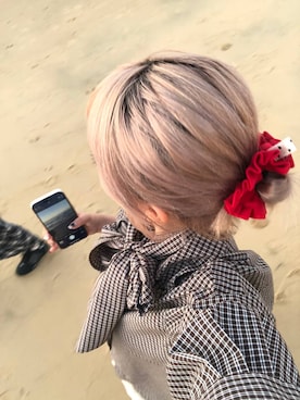 「LOWRYS FARM（ローリーズファーム）のビックボウタイチェックシャツ  573050（シャツ/ブラウス）」を使った、yuicoさん（レディース・157cm）の秋コーディネート